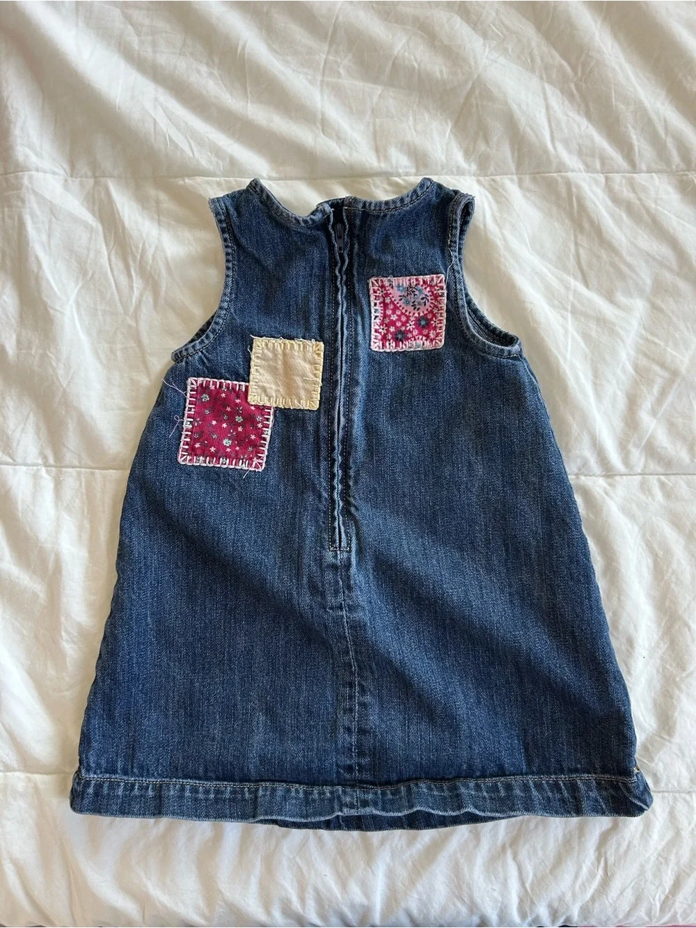 Vintage GAP Toddler Denim Dress with Pink Embroidered Patches